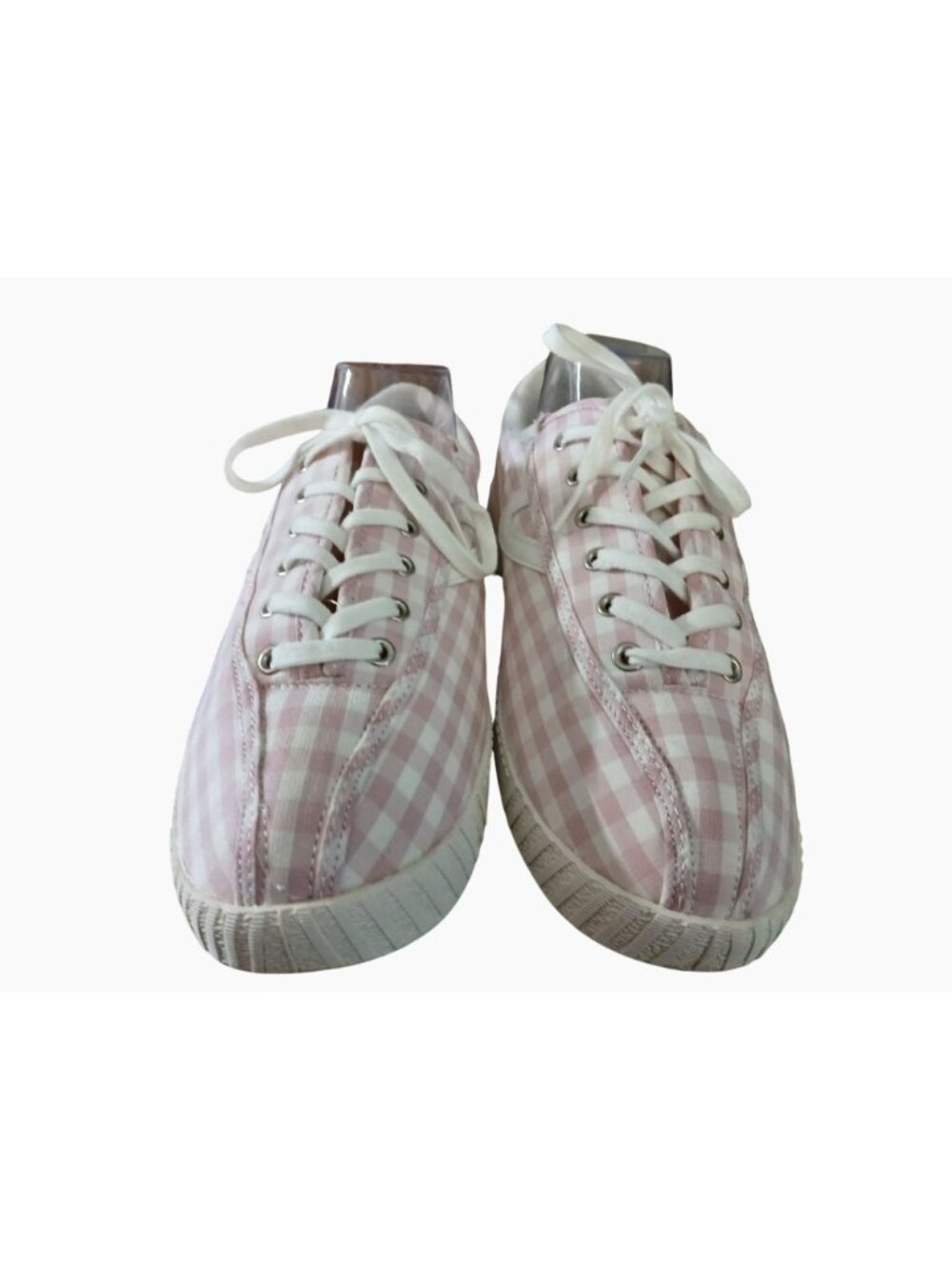 Tretorn Nylite White Pink Gingham Canvas Lace Up Sneakers Women’s Size 11 Shoes - Picture 2 of 8